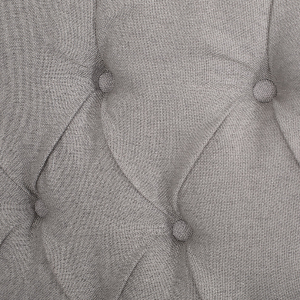 GDF Studio Twilight Fully Upholstered Fabric Queen Bed Set, Light Gray