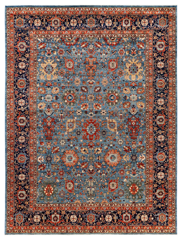 Serapi One-of-a-Kind Hand-Knotted Area Rug Light Blue, 9'0" x 11'11"