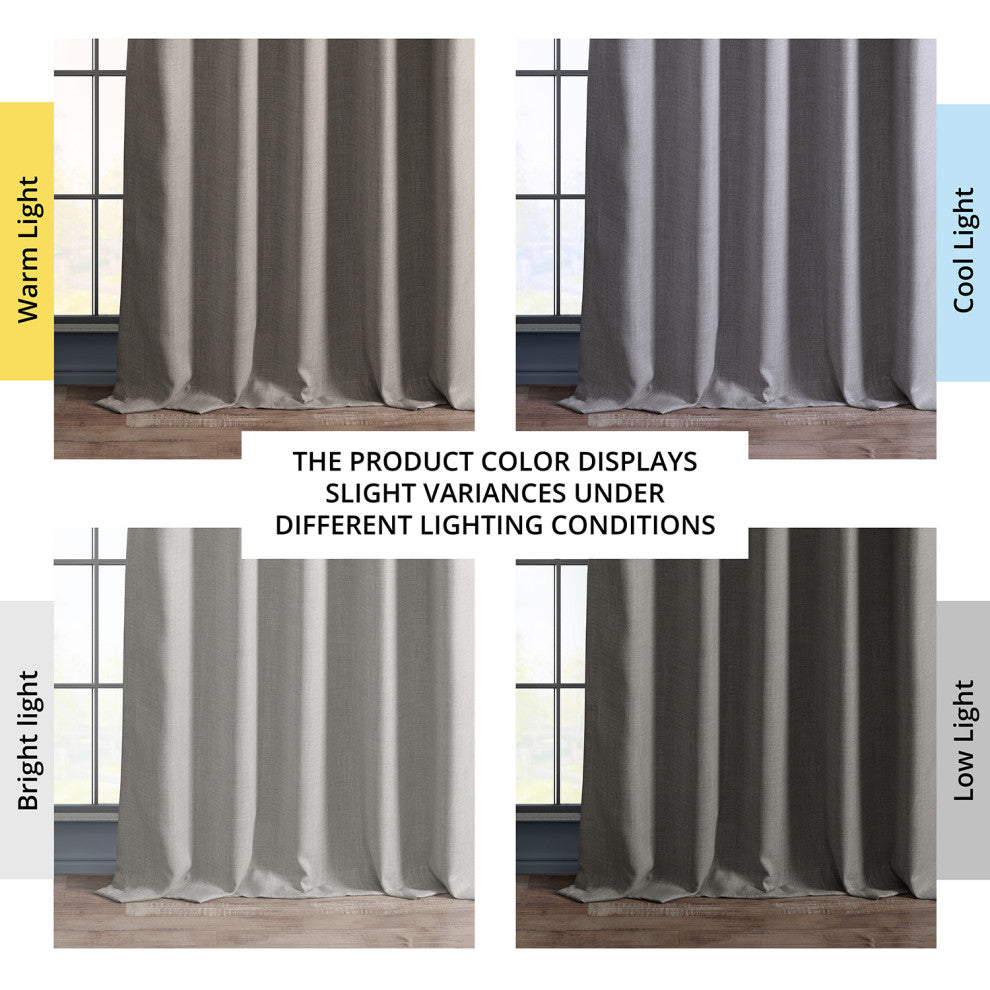 Faux Linen Darkening Curtain Single Panel, Clay, 50"x120"