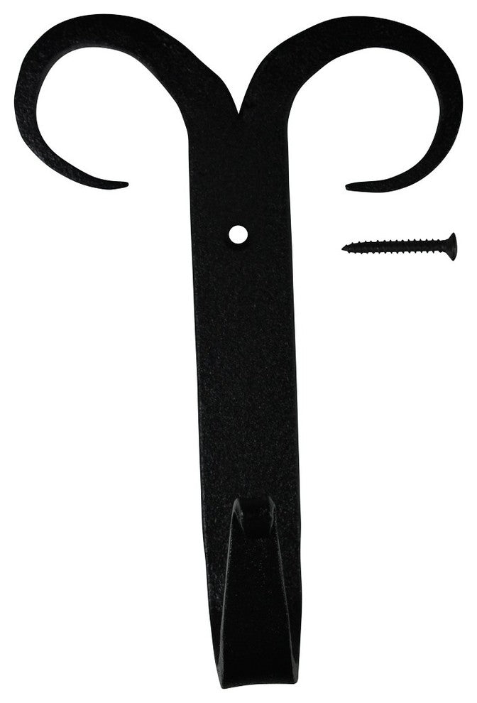 10 Coat Hat Robe Hook Wrought Iron Black Scroll 5" |