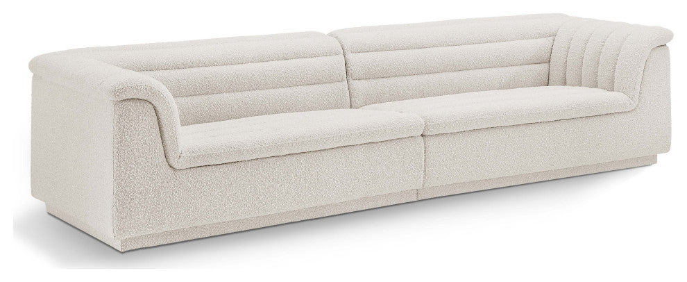 Cascade Upholstered Modular Sofa, Cream, Boucle Fabric, Straight Sofa