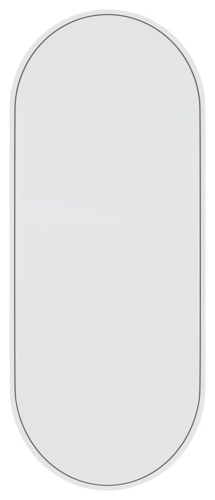 16" W X 40" H Pill Shape Stainless Steel Framed Mirror, White