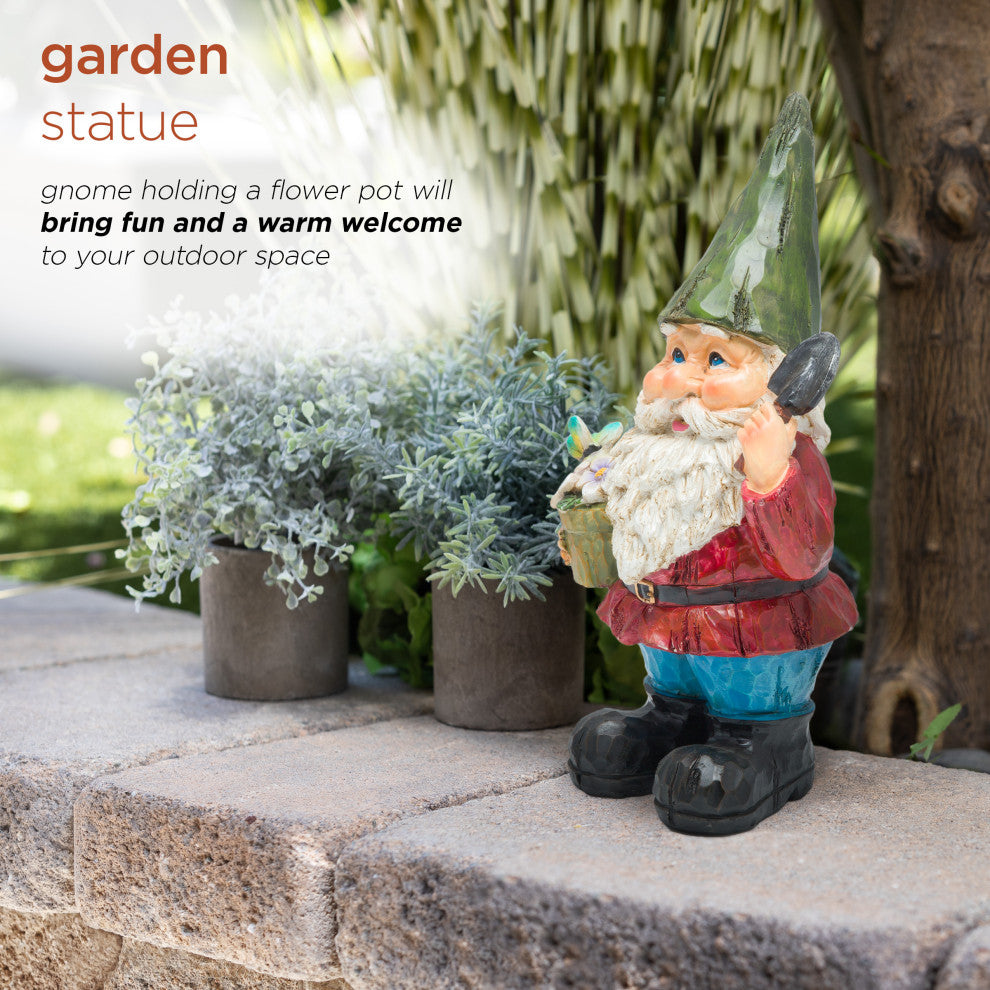 Gnome with Flower Pot Statue