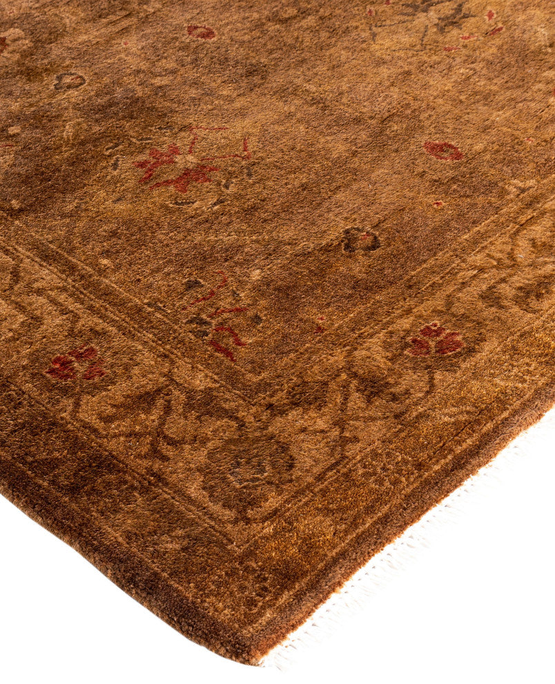 Overdyed One-of-a-Kind Hand-Knotted Area Rug Brown, 3' 1" x 15' 5"