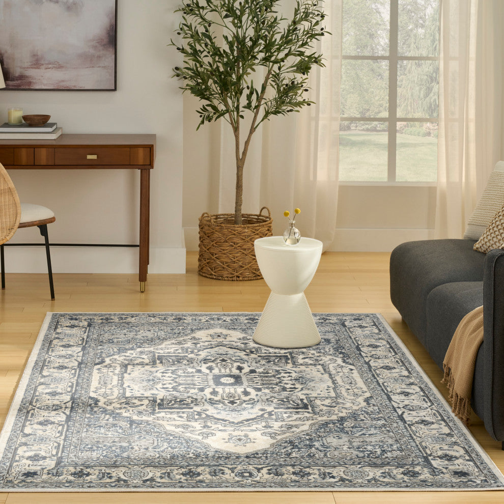 Nourison Quarry 3'9" x 5'9" Ivory Navy Vintage Indoor Rug