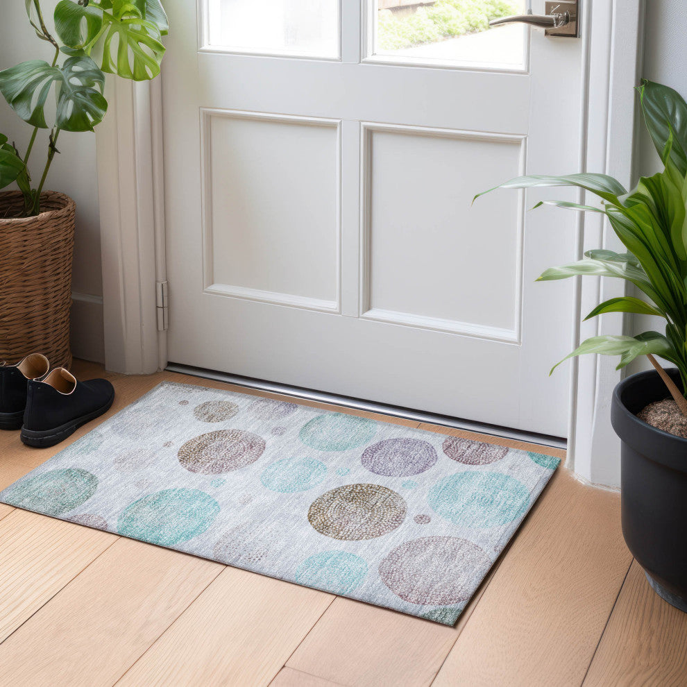 Machine Washable Indoor/Outdoor Chantille ACN1897 Blue 1'8" x 2'6" Rug