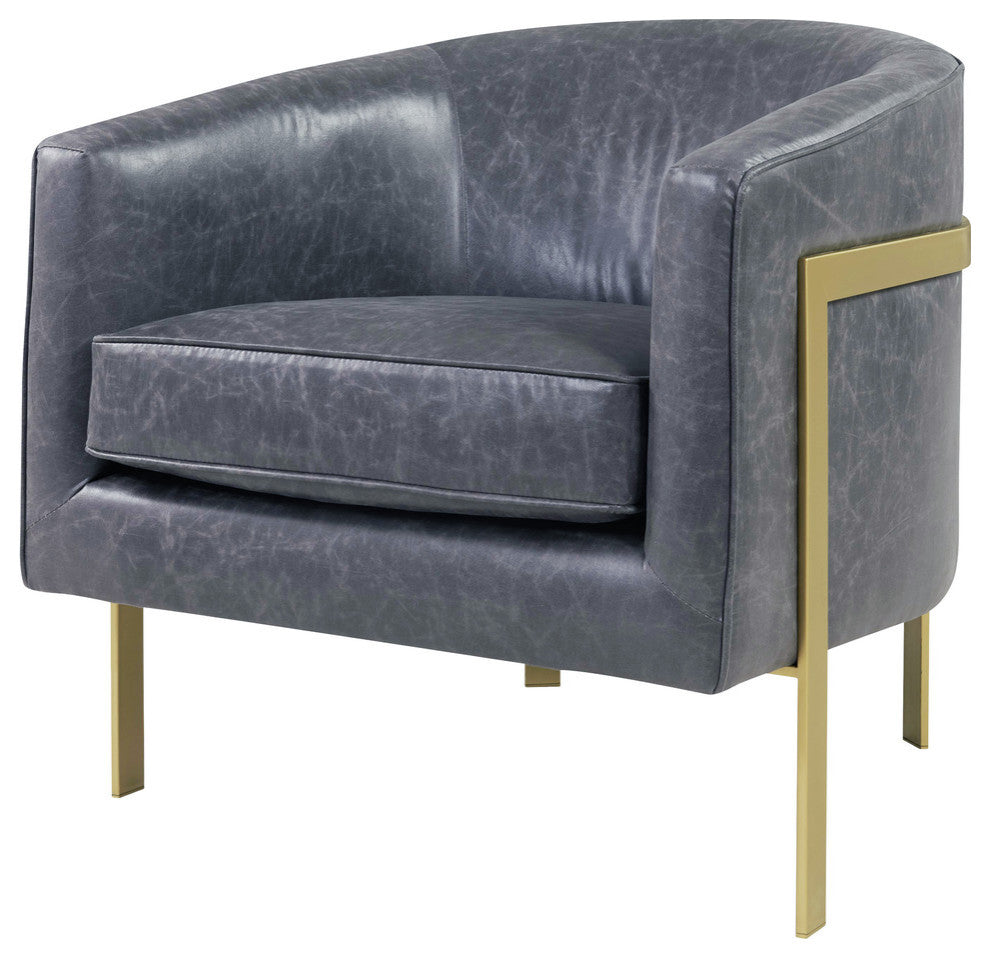 Harrod PU Accent Arm Chair Gold Legs, Vintage Midnight