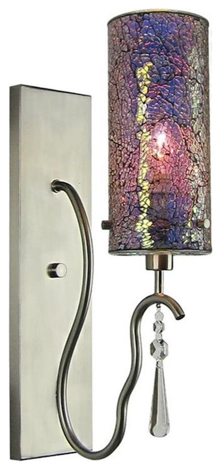 Woodbridge Lighting Haley 1 Light Wall Sconce in Satin Nickel/Mosaic Iridescent