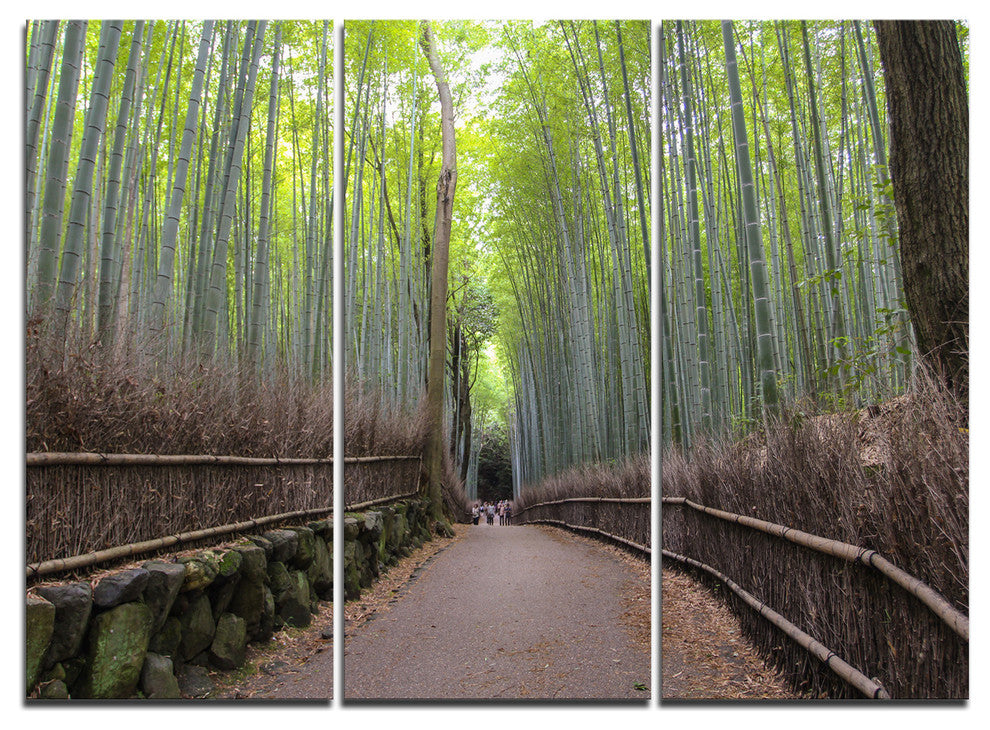 "Arashiyama Bamboo Path Japan" Canvas Wall Art Print, 3 Panels, 36"x28"