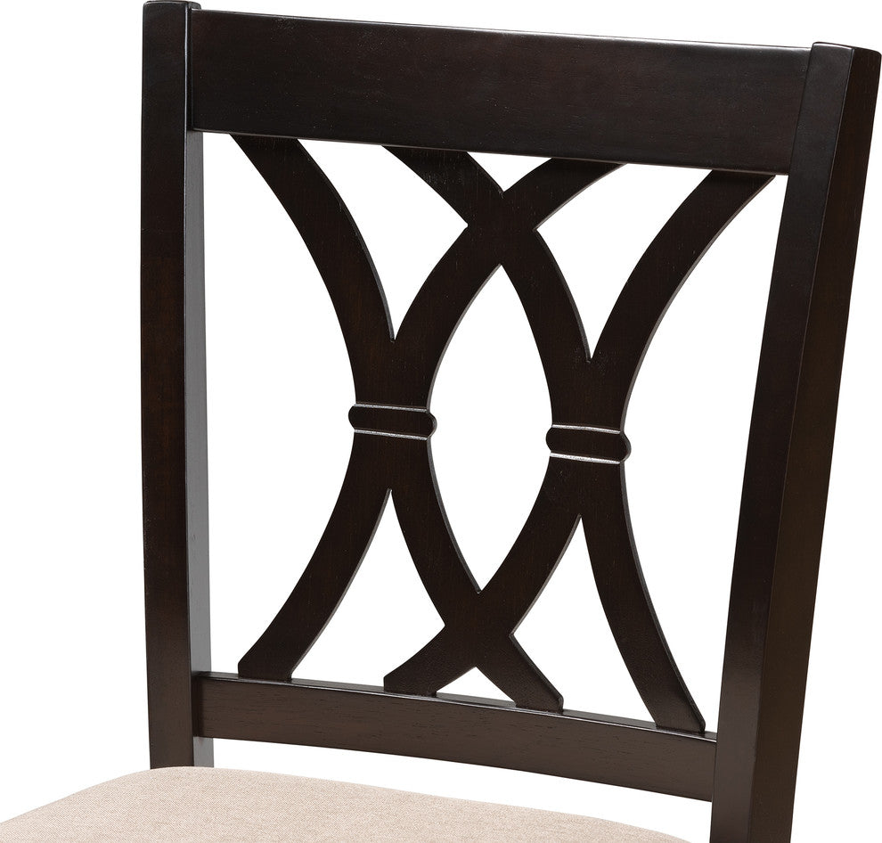 Narelle Sand Fabric Espresso Brown Finish Counter Height Pub Chairs, Set of 2