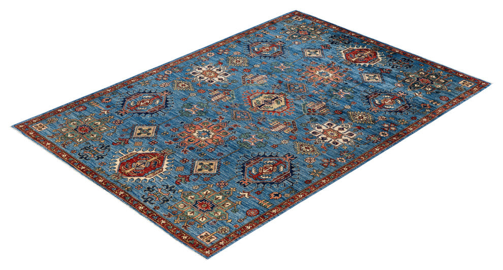 Serapi One-of-a-Kind Hand-Knotted Area Rug Light Blue, 6'0" x 8'11"