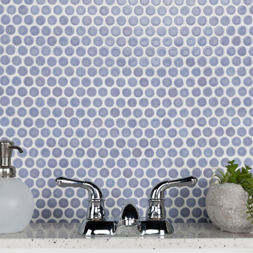 Hudson Penny Porcelain Mosaic Floor and Wall Tile, Lavender