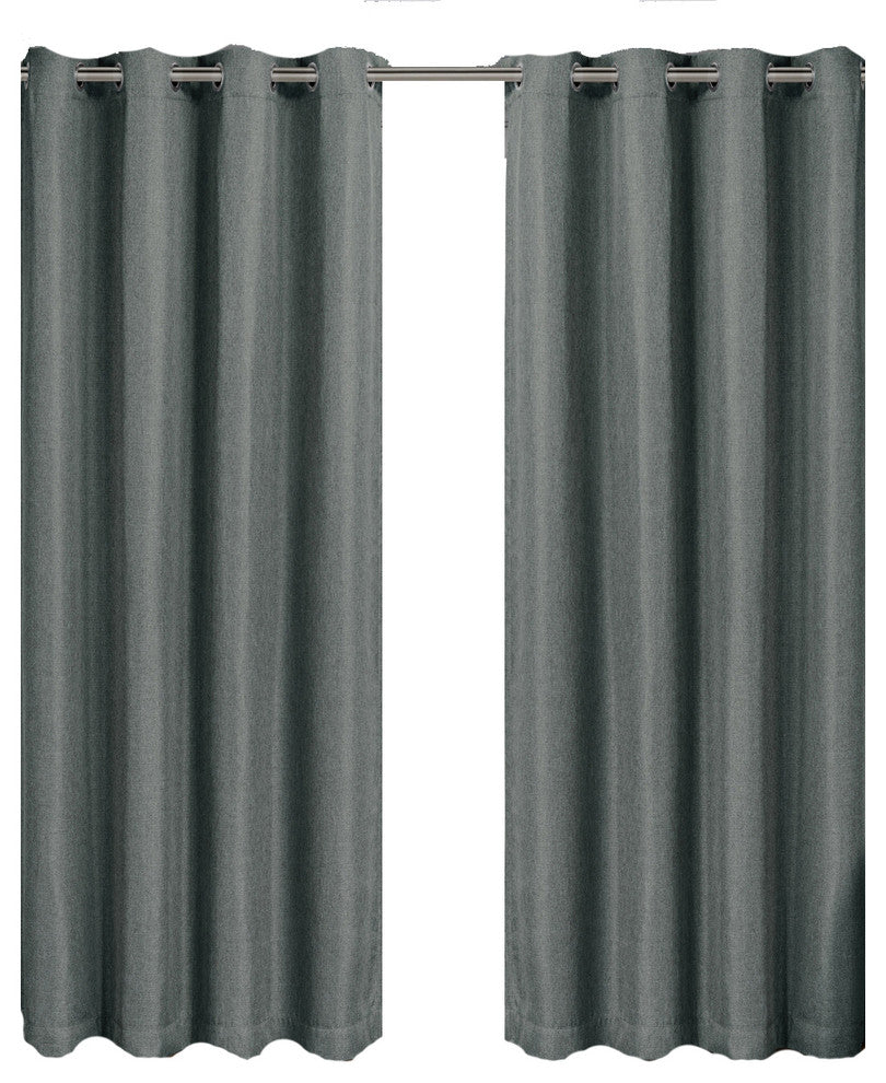 Gulfport Faux Linen Blackout Weave Panels, Gray, 104"x63", Set of 2