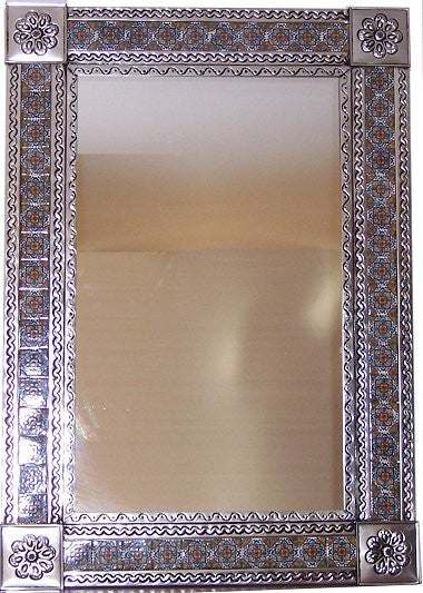 Big Silver Gerona Tile Talavera Tin Mirror