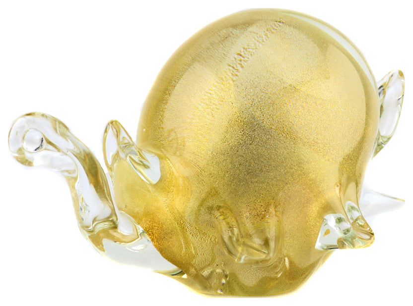 Murano Glass Turtle Clear Gold