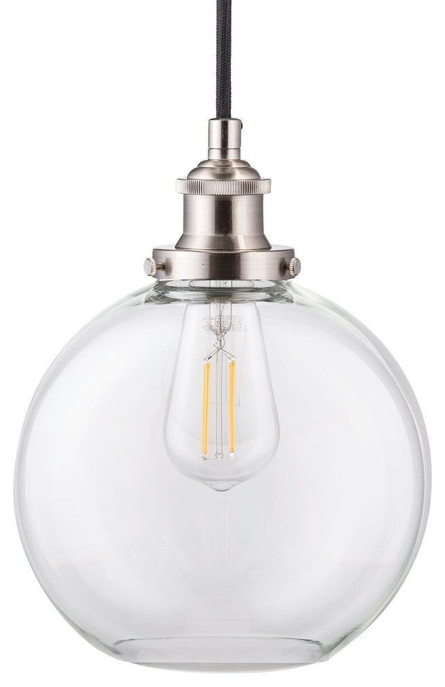 Primo Pendant With Clear Glass Shade, LED Bulb, Brushed Nickel