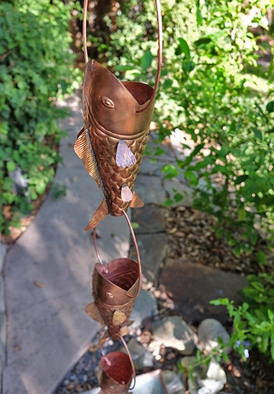 Fancy Koi Rain Chain with Installation Kit, 8'
