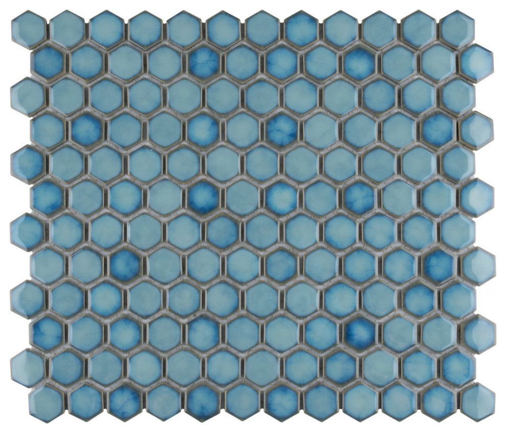 Hudson 1" Hex Marine Porcelain Floor and Wall Tile