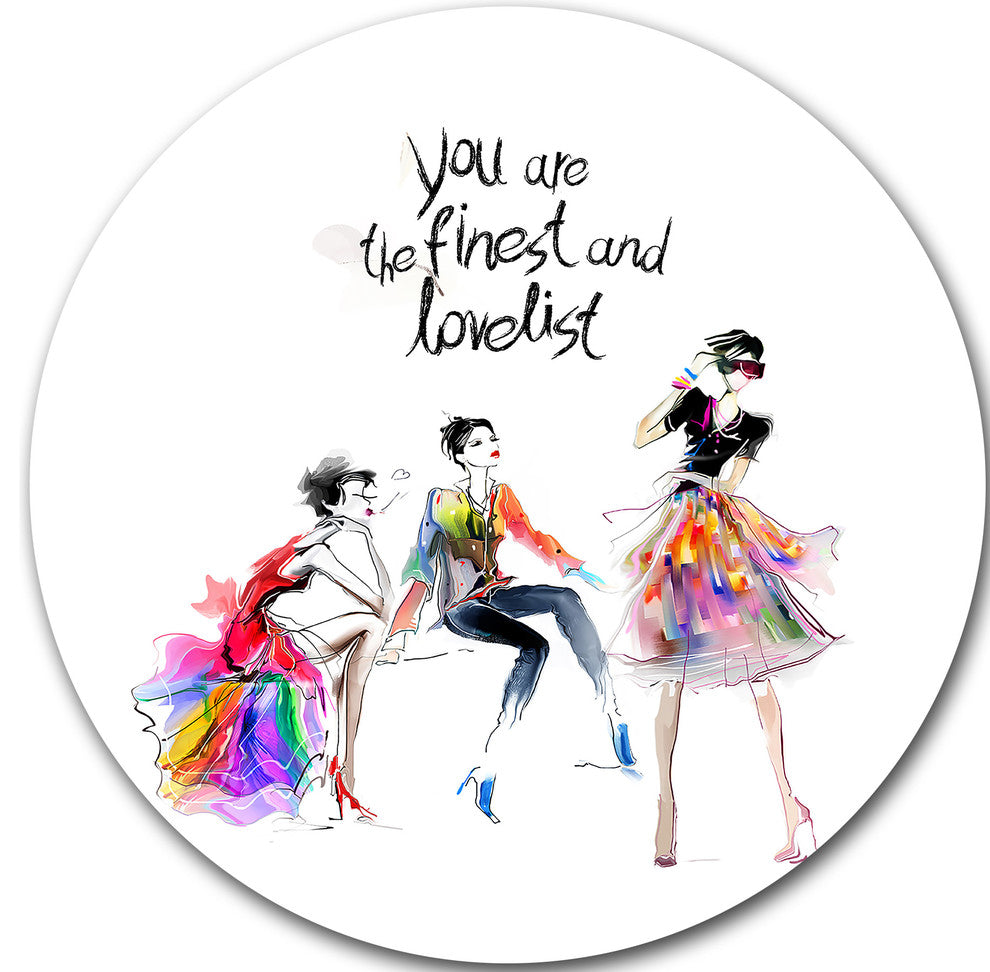 Three Pretty Fashion Girls, Portrait Digital Disc Metal Wall Art, 23"