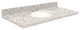 Quartz 49"x19" Vanity Top, Single Faucet Hole, White Bowl, Almond Delite, 8" Cen