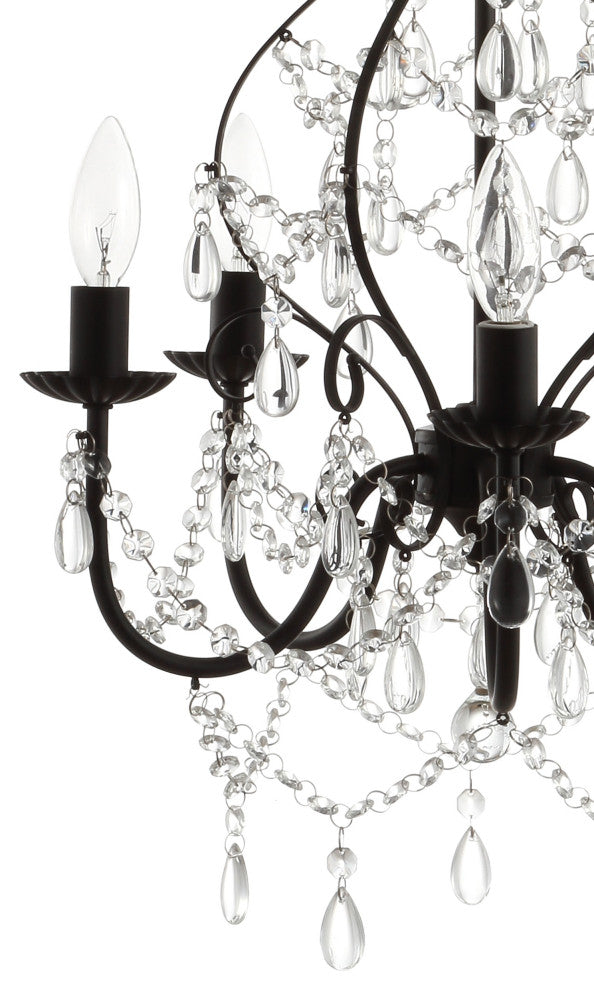 Maura 5-Light 17" Crystal and Metal Chandelier, Black