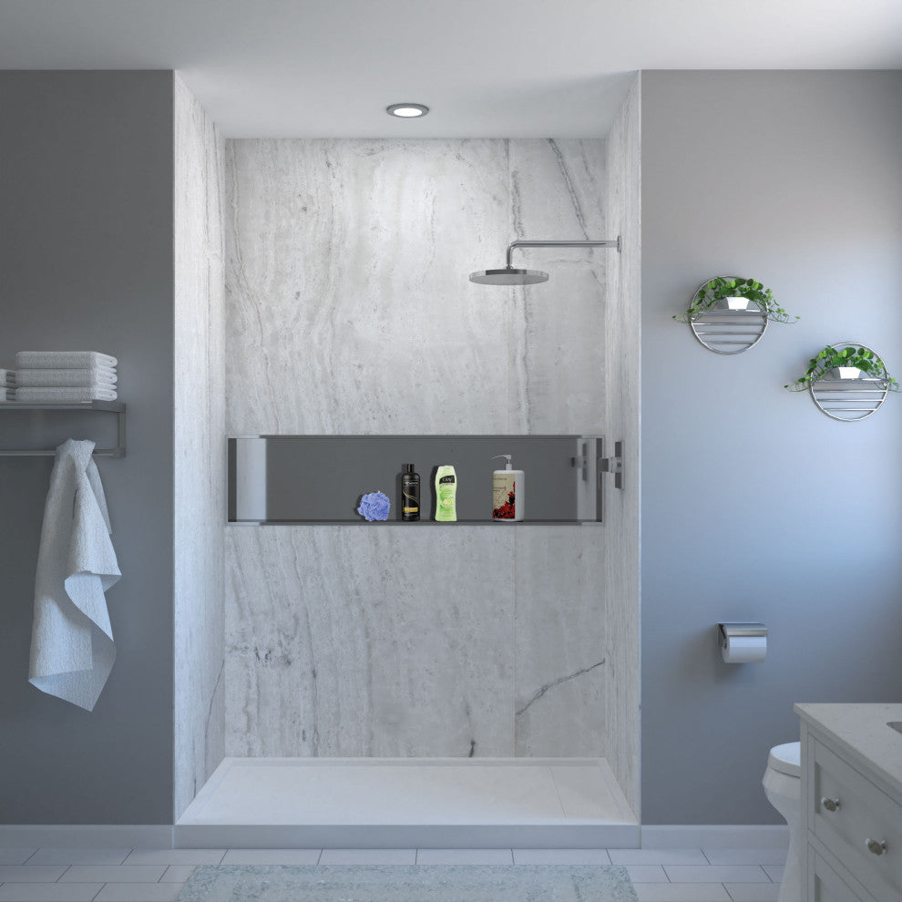 Transolid Titan Shower Wall Kit, Savanna Grey (Honed), 60-in X 48-in X 96-in