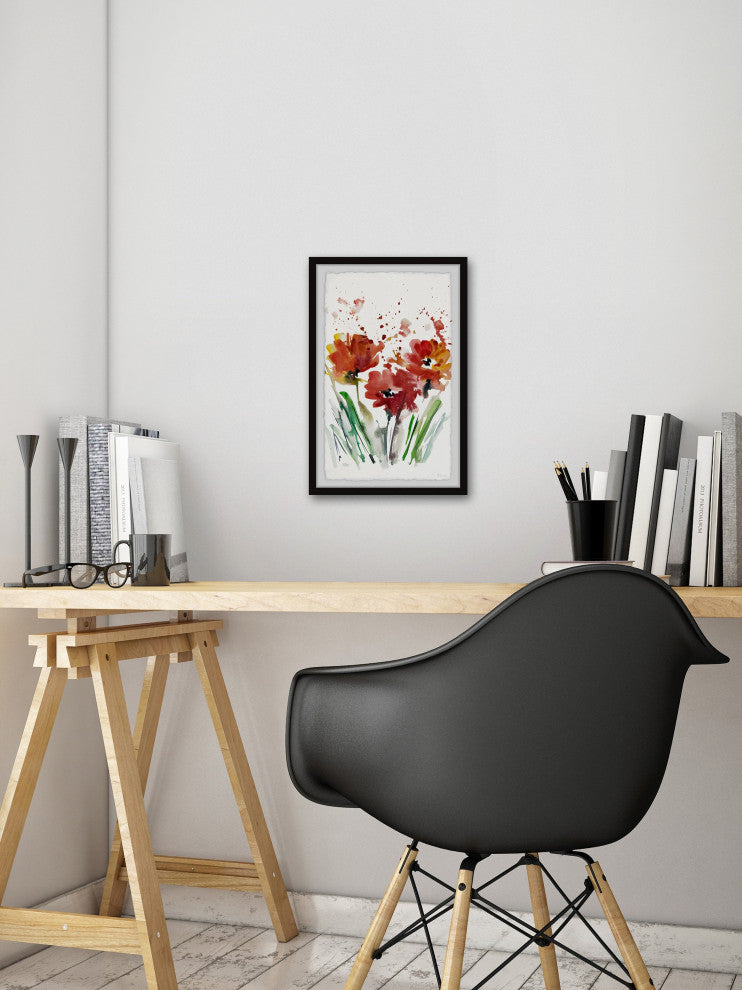"Flowers Smudge" Framed Painting Print, 16"x24"