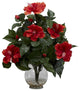 Hibiscus With Fluted Vase Silk Flower Arrangement