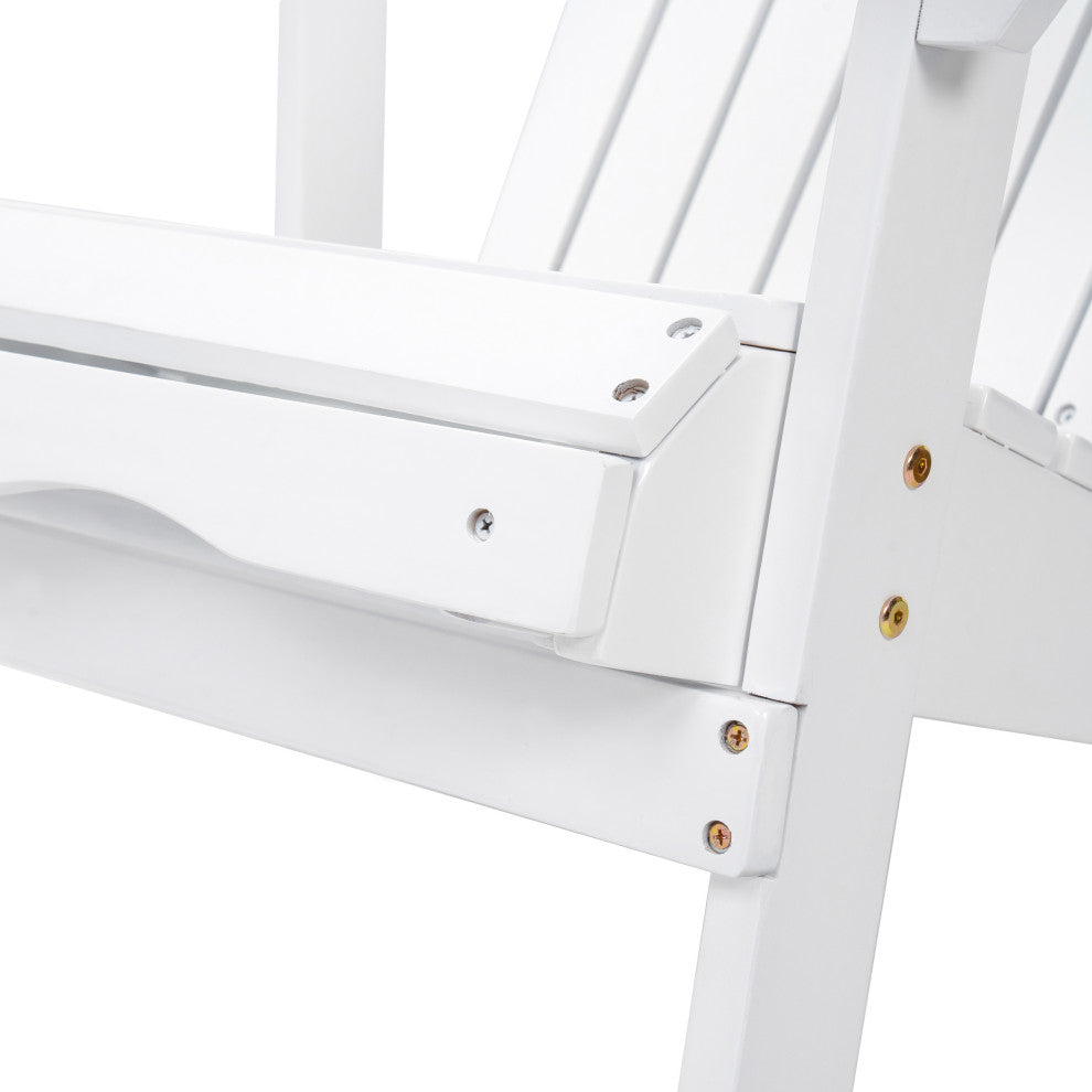GDF Studio Katherine Outdoor Reclining Wood Adirondack Chairs, Set of 2, White