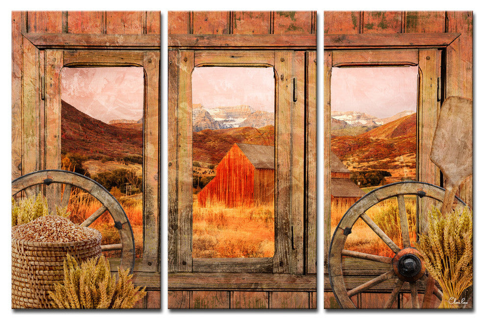 Ready2HangArt Rustic 'Farmhouse' 3-Piece Wrapped Canvas Wall Art Set, 60"x40"