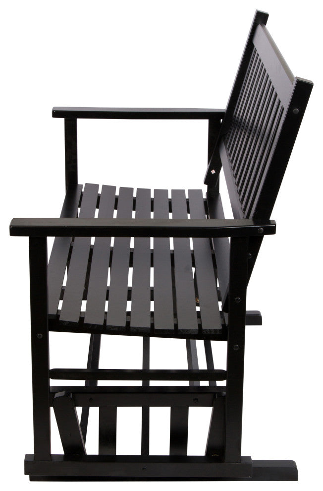 Shine Company Torrey Loveseat Porch Glider - Classic Outdoor Glider Bench, Black