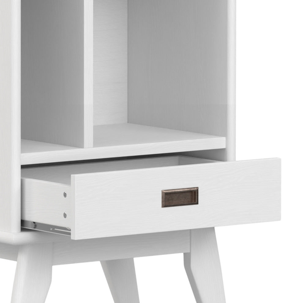 Draper SOLID HARDWOOD Mid Century Bookcase and Storage Unit, White