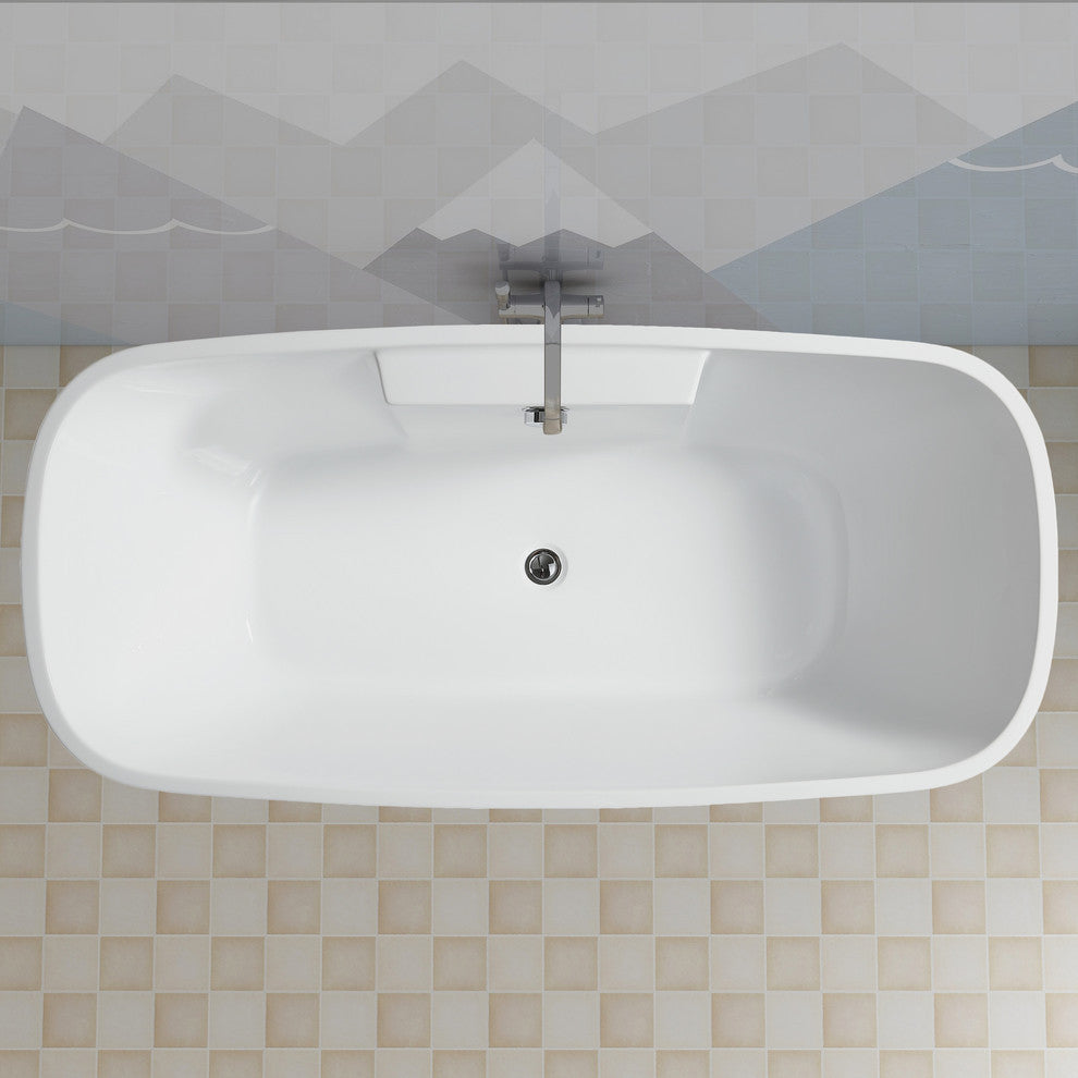 Vanity Art Freestanding Acrylic Bathtub, 67"