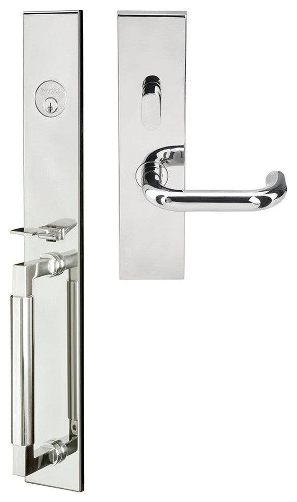 Munich Lever, Mortise Entry Handleset, RHR, Polished Stainless Steel