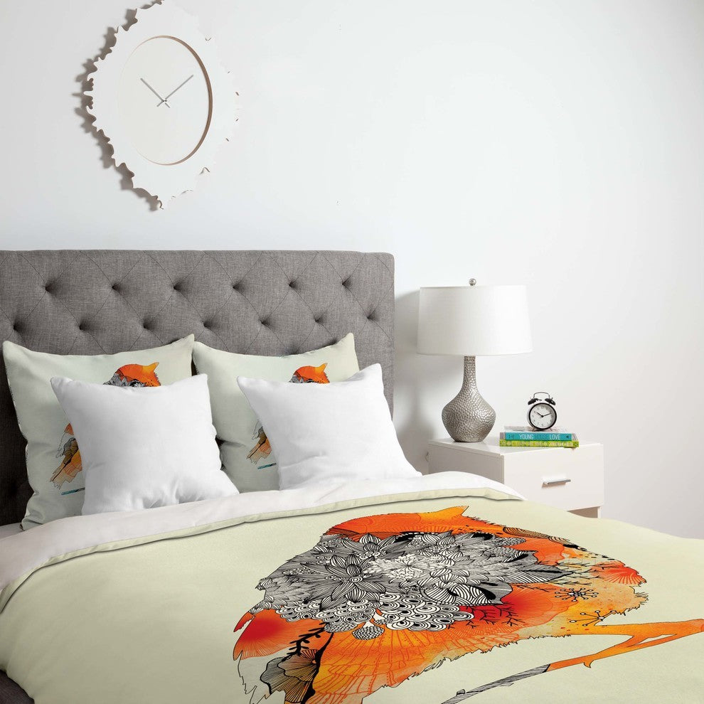 Deny Designs Iveta Abolina Orange Bird Duvet Cover - Lightweight
