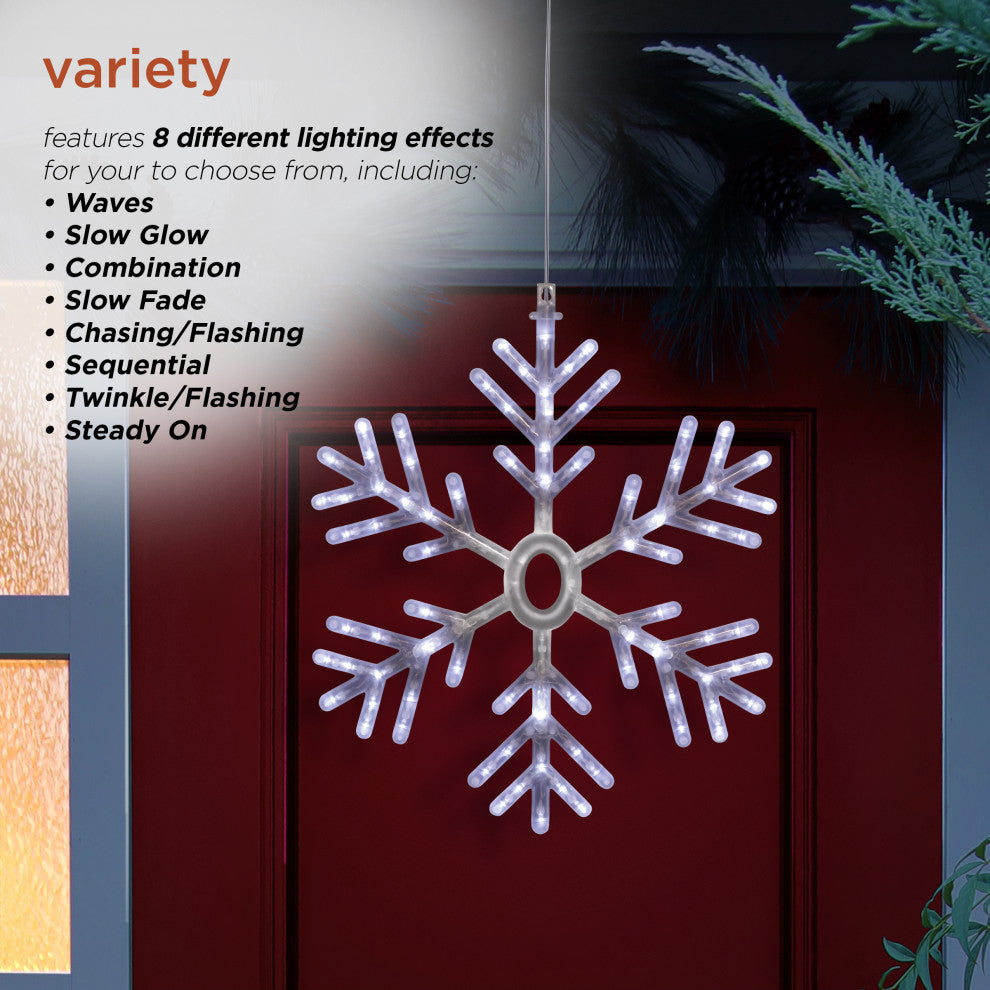 24"H Indoor/Outdoor Hanging Snowflake Decoration with LED Lights
