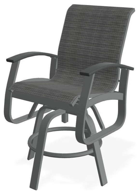 Belle Isle Sling Balcony Height Outdoor Swivel Chair, Destiny Steel/Graphite