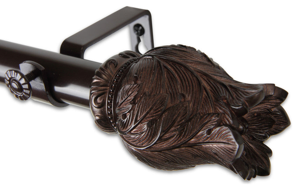 Tulip 1" Curtain Rod, Bronze, 28"-48"