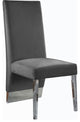 Porsha Dining Chair, Set of 2, Gray Velvet, Chrome Legs