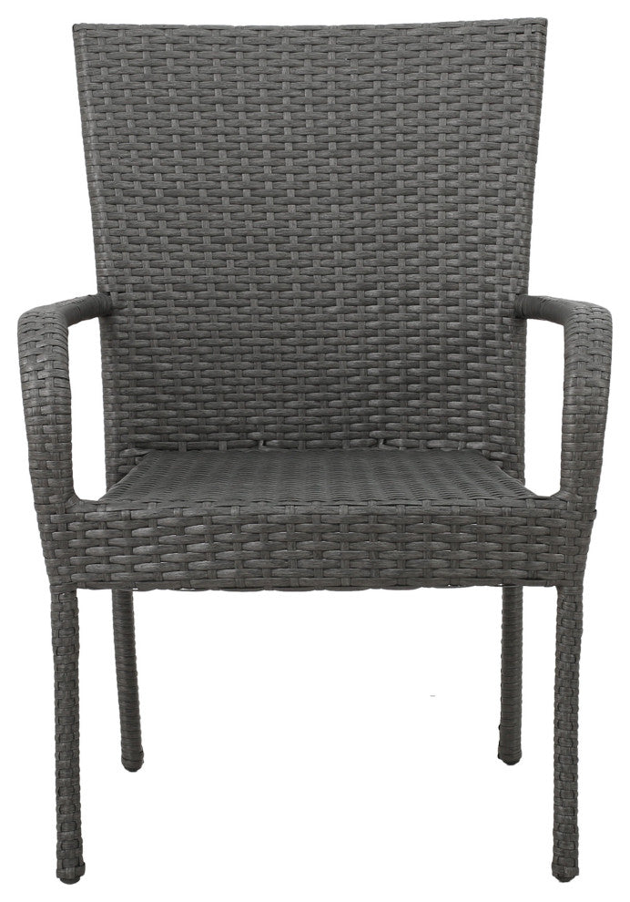 GDF Studio Sultana Outdoor Gray Wicker Stackable Club Chairs, Set of 2