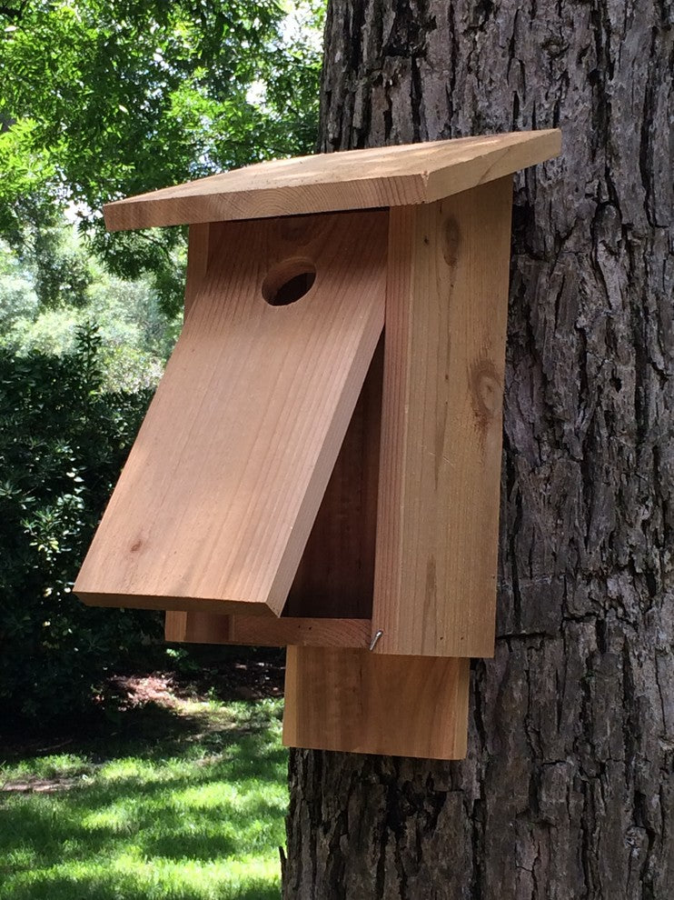 Bird House With Slant Roof, Natural
