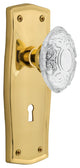 Prairie Plate Double Dummy, Keyhole Crystal Victorian Knob, Polished Brass