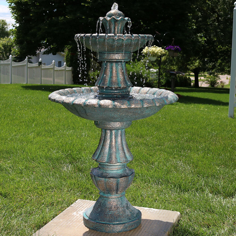Sunnydaze Nouveau Tiered Outdoor Backyard Garden Water Fountain, 41"