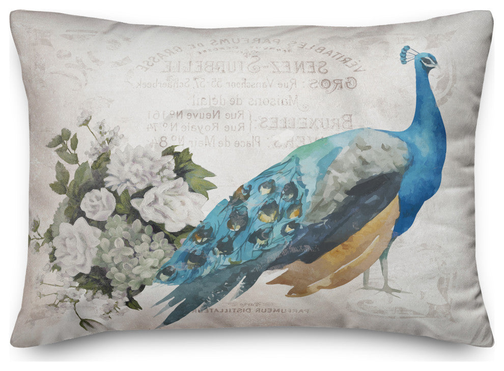 French Peacock 4 14x20 Spun Poly Pillow