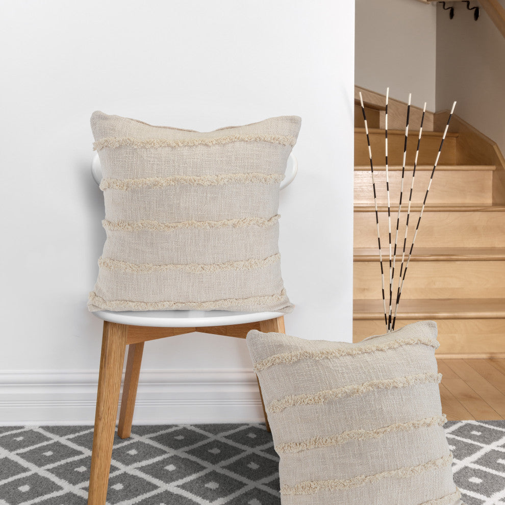 Overtufted Solid Throw Pillow, Birch