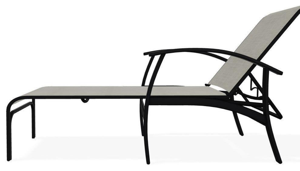 Belle Isle Sling 4-Position Outdoor Chaise Lounge, Ella/Black