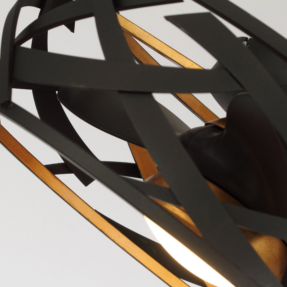 21 in Indoor Black Industrial LED Caged Ceiling Fan With Remote