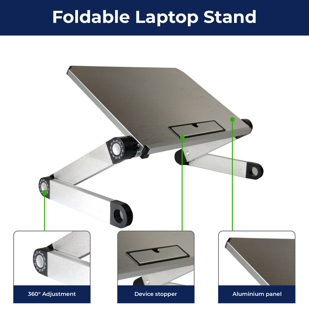 WorkEz Light Adjustable Height/Angle Ergonomic Laptop Cooling Stand, Silver