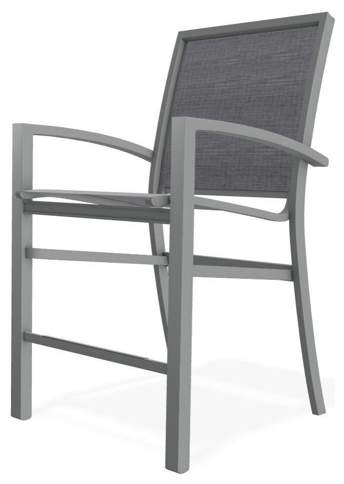 Kendall Sling Balcony Height Stackable Outdoor Stool, Augustine Pewter/Graphite