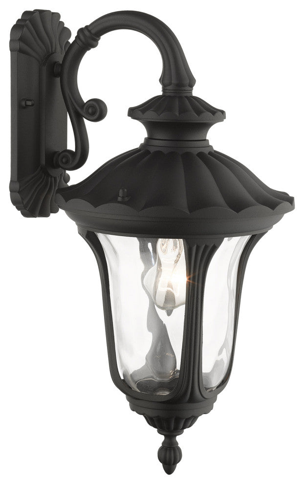 Textured Black Traditional, Victorian, Sculptural, Outdoor Wall Lantern